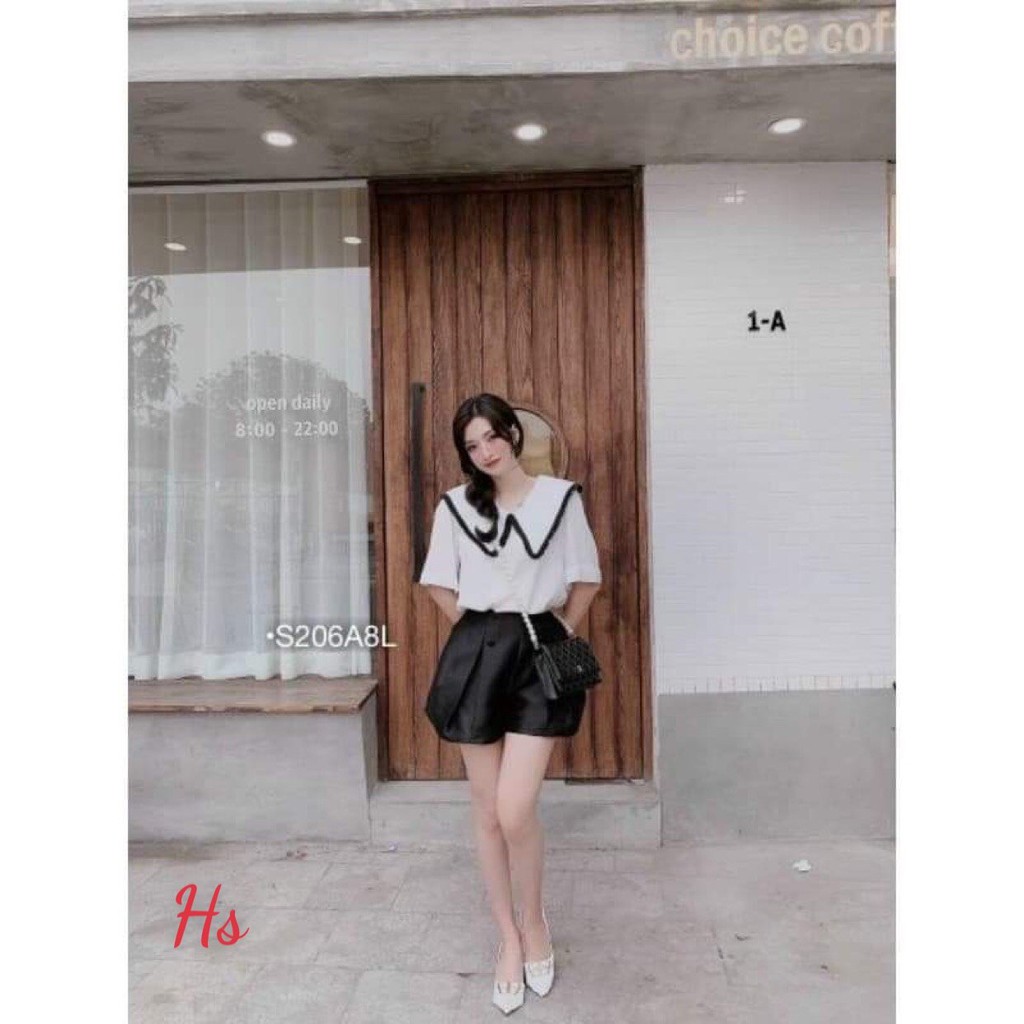 Set áo cổ bèo mix quần cúc xếp li - HÀNG XỊN - SHOPQV - SHOP Q&amp;V