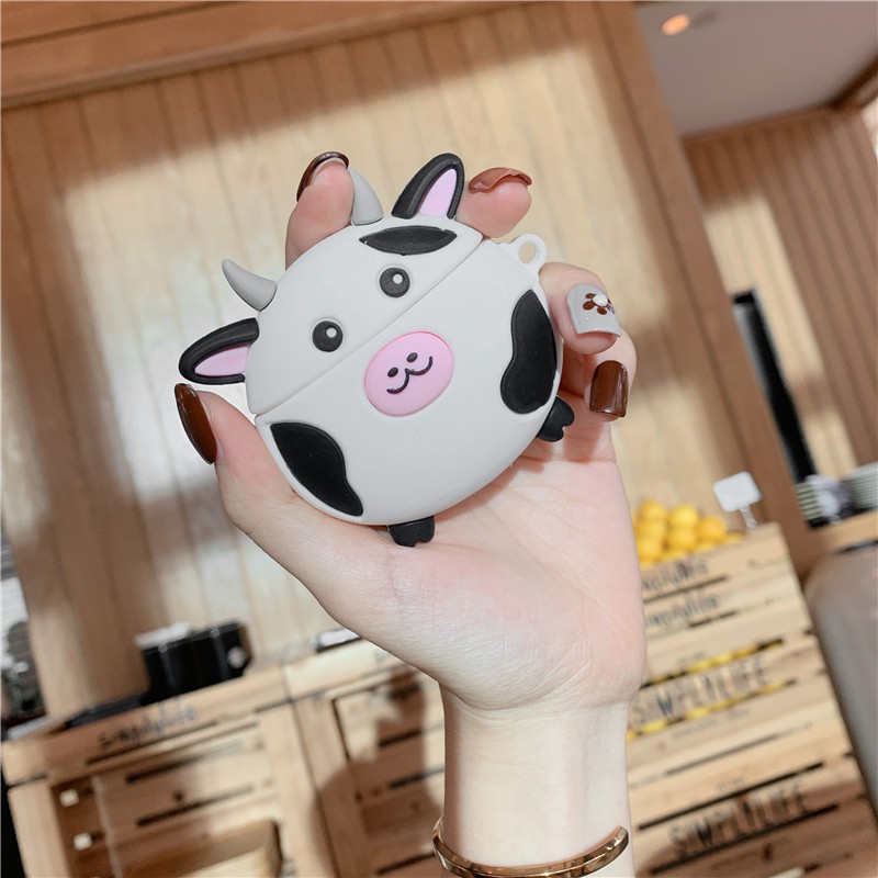 ☘️Tặng kèm móc☘️ Case bao tai nghe không dây 1 2 3 Pro Bò sữa siêu đáng yêu 1045 CABS