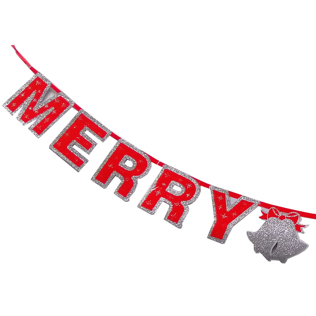 Dây chữ Merry Christmas trang trí Giáng Sinh dài 1.8m cao 11cm kiểu nhũ