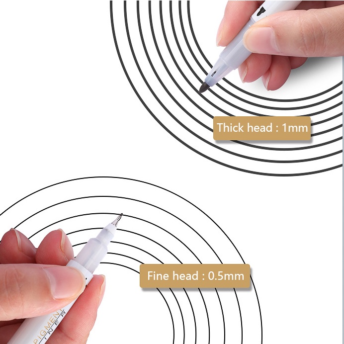 Bút Vẽ Hai Đầu Ngòi Mảnh Mực Xanh/Đỏ/Xanh Dương/Đen Chống Thấm Nước Dùng Vẽ Tranh