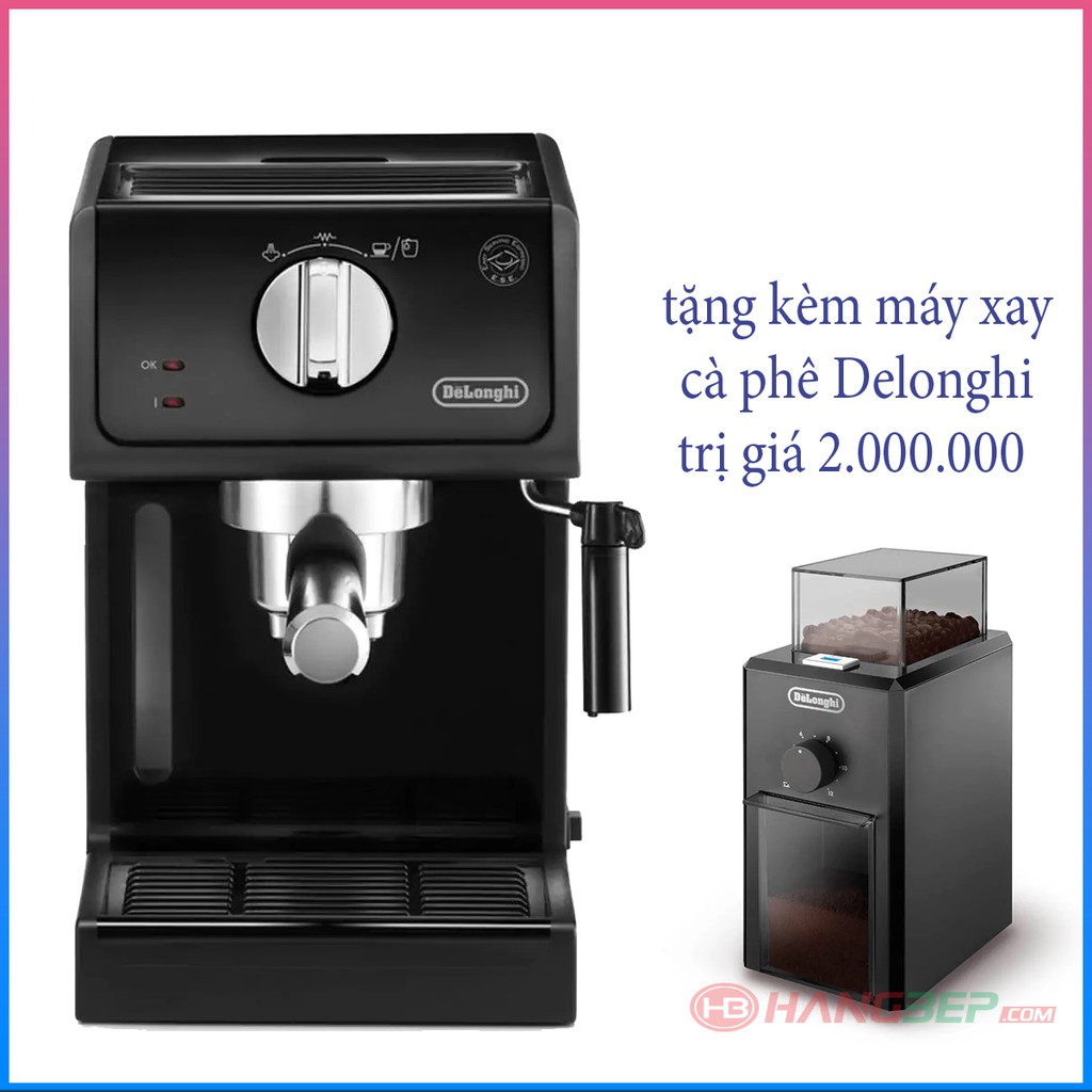 [ELHAB1TR hoàn tối đa 1TR] Máy pha cà phê Delonghi ECP31.21 tặng máy xay cà phê Delonghi KG79