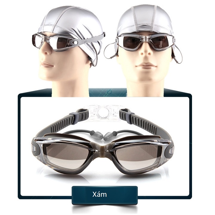 Kính bơi tráng gương chống nước, chống mờ, chống tia UV có bịt tai