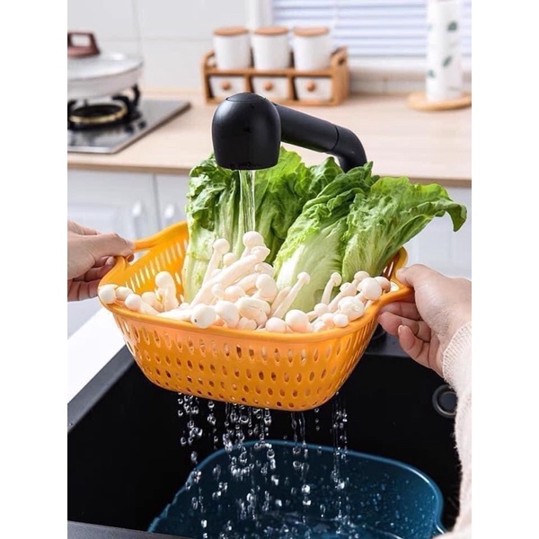 Sét 3 rổ+ 3 chậu nhựa vuông siêu dày dặn chắc chắn (bộ rổ 6 món)