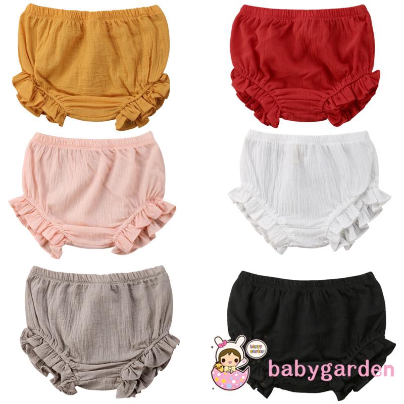 Quần đùi cotton phối kiểu nhún bèo xinh xắn dành cho bé gái