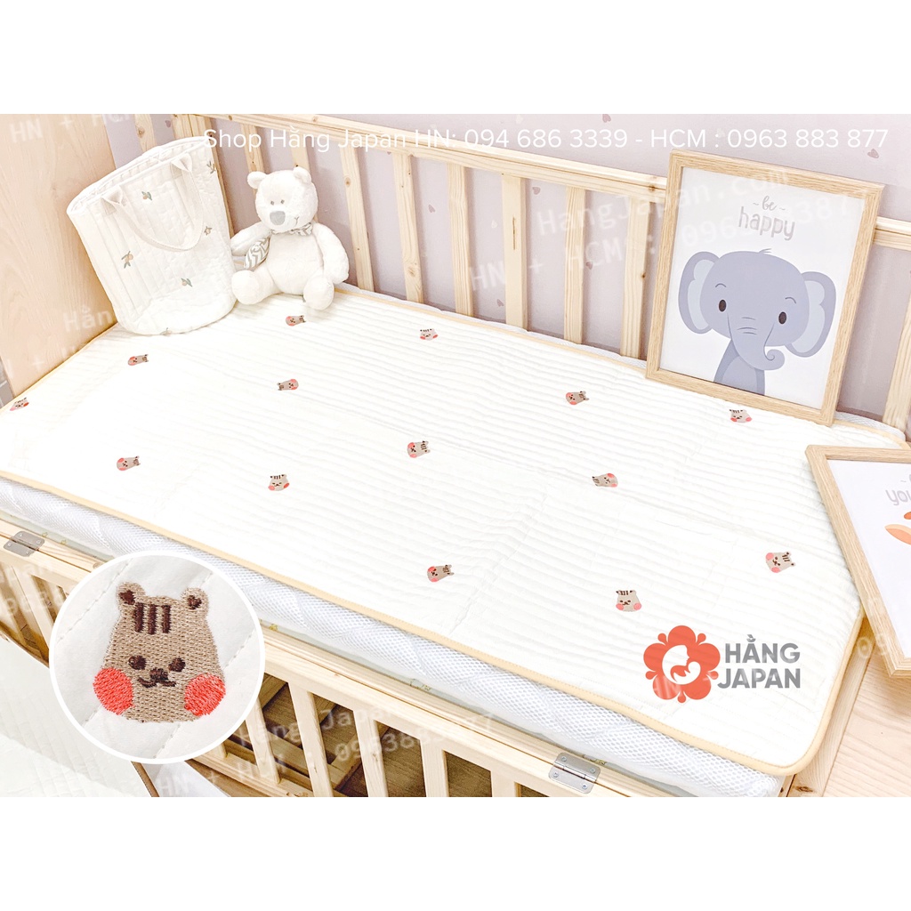 Thảm lót thêu họa tiết chất liệu cotton sợi tre kích thước 60*120cm xinh xắn đáng yêu cho bé