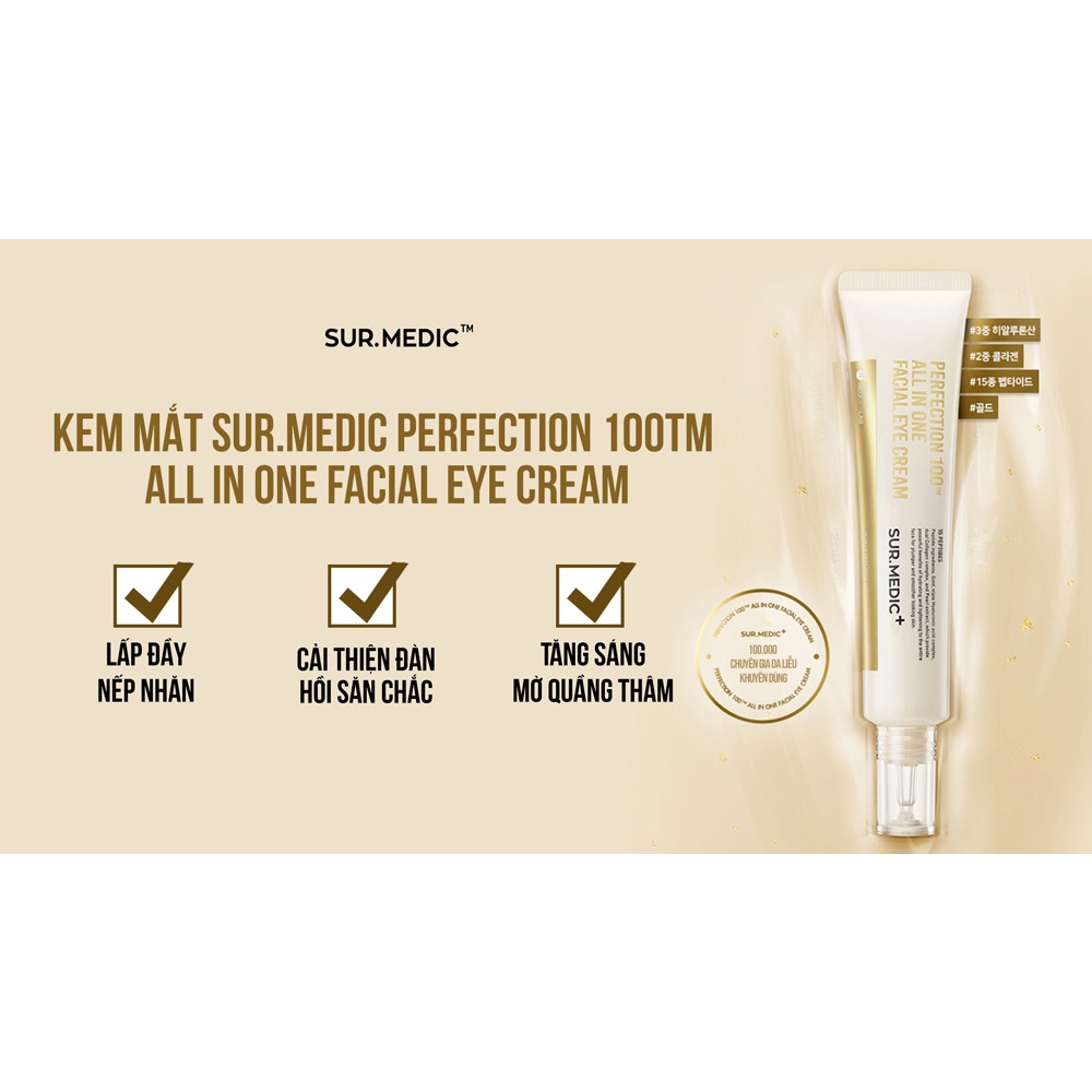 Kem giảm thâm mắt, ngăn ngừa lão hóa Sur.Medic+ Perfection 100tm All In One Facial Eye Cream 35ml