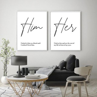 Set 2 tranh him her minimalist style đơn giản, tinh tế- Tặng móc tranh tranh kh cần khoan tường