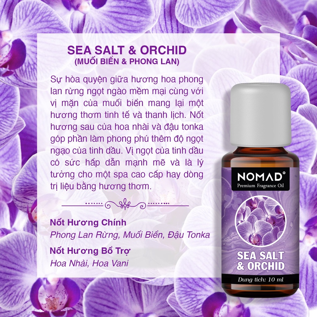 Tinh Dầu Thơm Từ Hoa Phong Lan, Muối Biển Nomad Premium Fragrance Oil 10ml