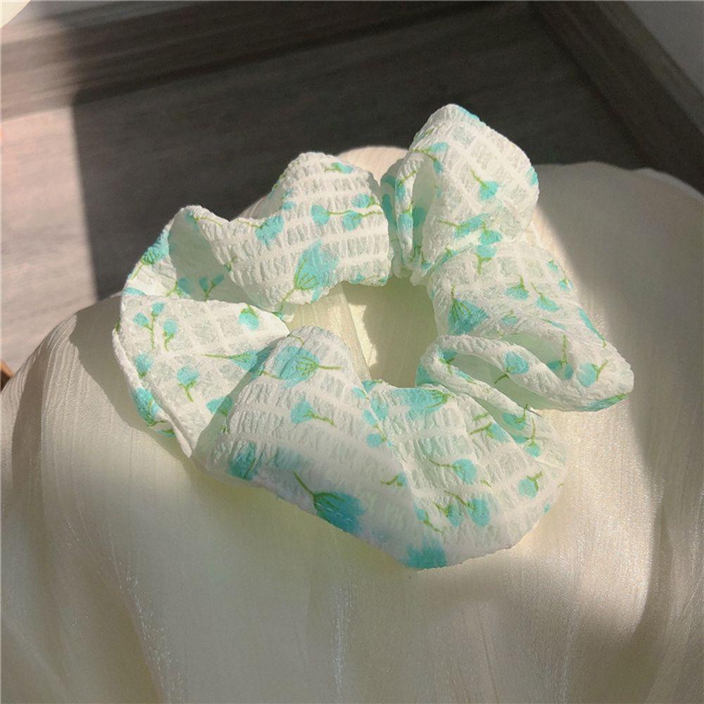 Dây Cột Tóc Scrunchies Bằng Vải In Hoa Đơn Giản Thanh Lịch Cho Nữ