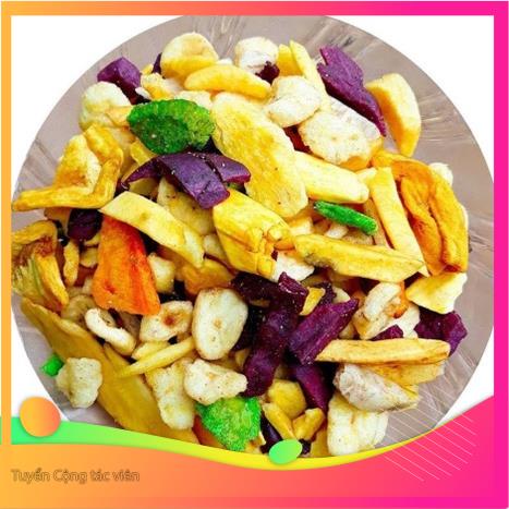 Trái cây hoa quả sấy khô thập cẩm nguyên miếng không đường hương vị tự nhiên xuất khẩu giòn ngon 500gr Kenmart
