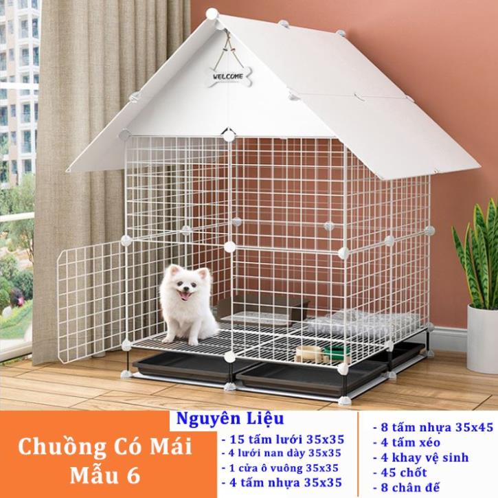 Tấm Ghép Lồng Quây Chuồng Cho Thú Cưng Chó Mèo.Mẫu Chuồng Thú Cưng Có Mái Che