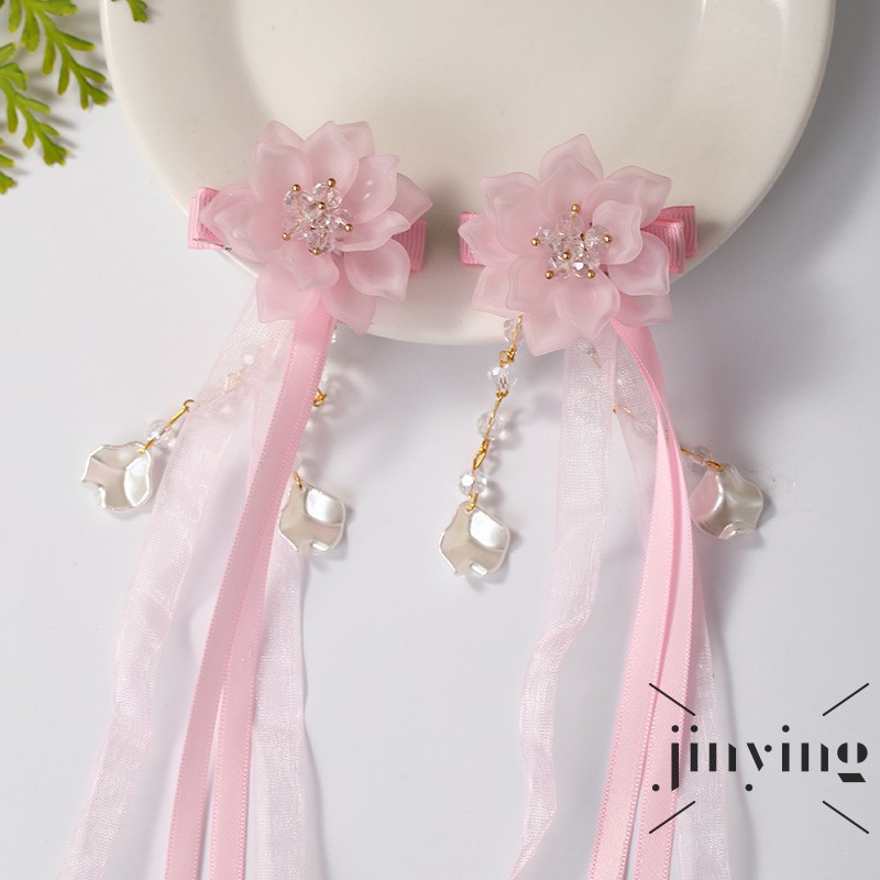 GETNOIVAS Kẹp tóc hoa đính tua rua phong cách Trung Quốc cổ điển