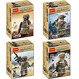 Mô hình lắp ráp Non Lego Lính Modern War Vàng ( 4 hộp )