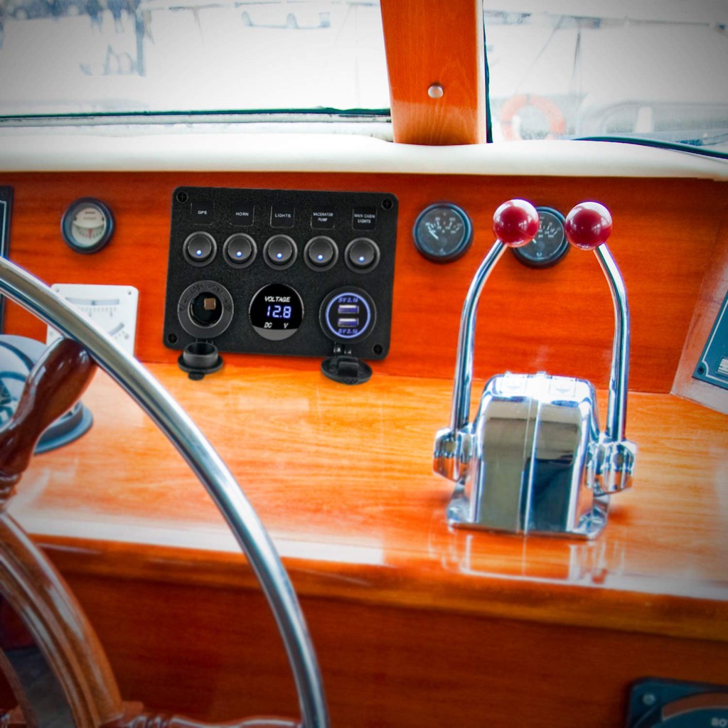 Bảng Công Tắc Đèn Led 5 Nút Chống Nước 12V Cho Tàu Thuyền Xe Hơi