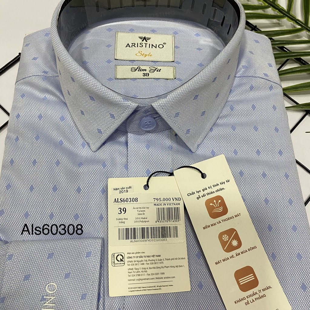 Áo sơ mi dài tay nam Aristino ALS60308 - ALS41407 - Slim Còn Size 39/40/4142/43