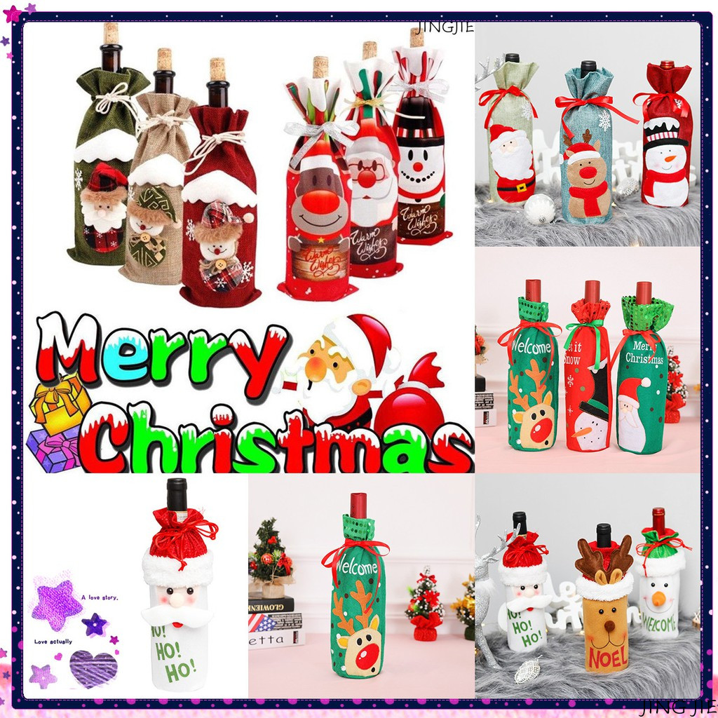 The New Wine Bottle Cover Christmas Decorations Wine Bag Wine Bottle Set Home Table Decoration Christmas Party Supplies