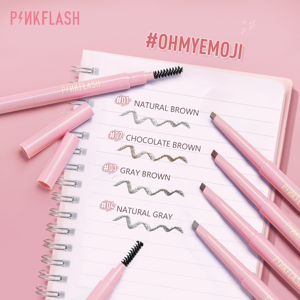 Chì kẻ mày PINKFLASH ngòi mềm kèm cọ dễ tán màu chống nước lâu trôi 8 giờ 30g | BigBuy360 - bigbuy360.vn