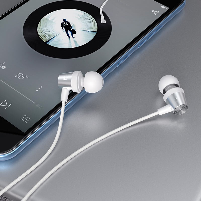 Tai nghe nhét tai Hoco M79 nghe hay có mic đàm thoại, dây chống rối dài 1.2m, Jack cắm 3.5mm - Chính hãng