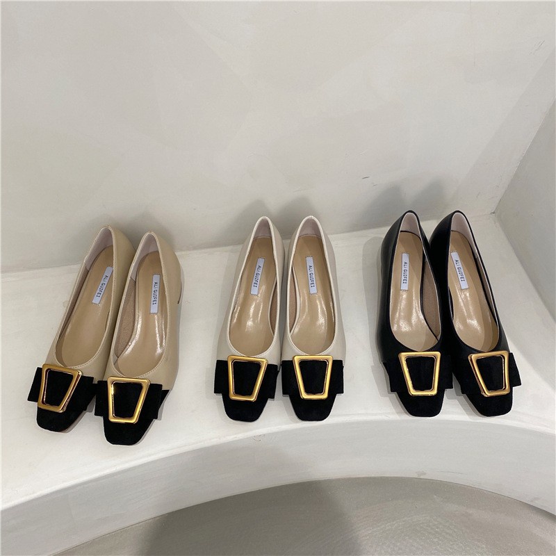 Giày Gót Vừa Dày Dặn Cài Khóa Vuông Thời Trang Xuân Hè 2022 Cho Nữ