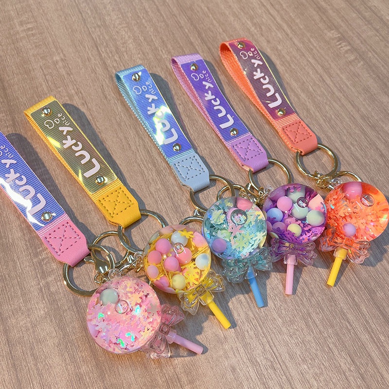 Móc Khóa Hình Kẹo Mút Màu Cầu Vồng Xinh Xắn