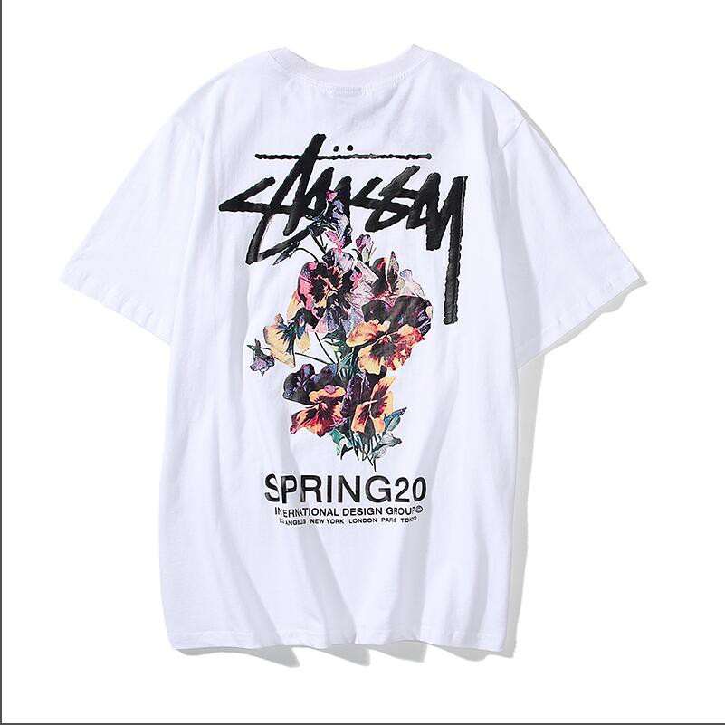 Áo Thun Cotton Tay Ngắn Cổ Tròn In Chữ Stussy Thời Trang