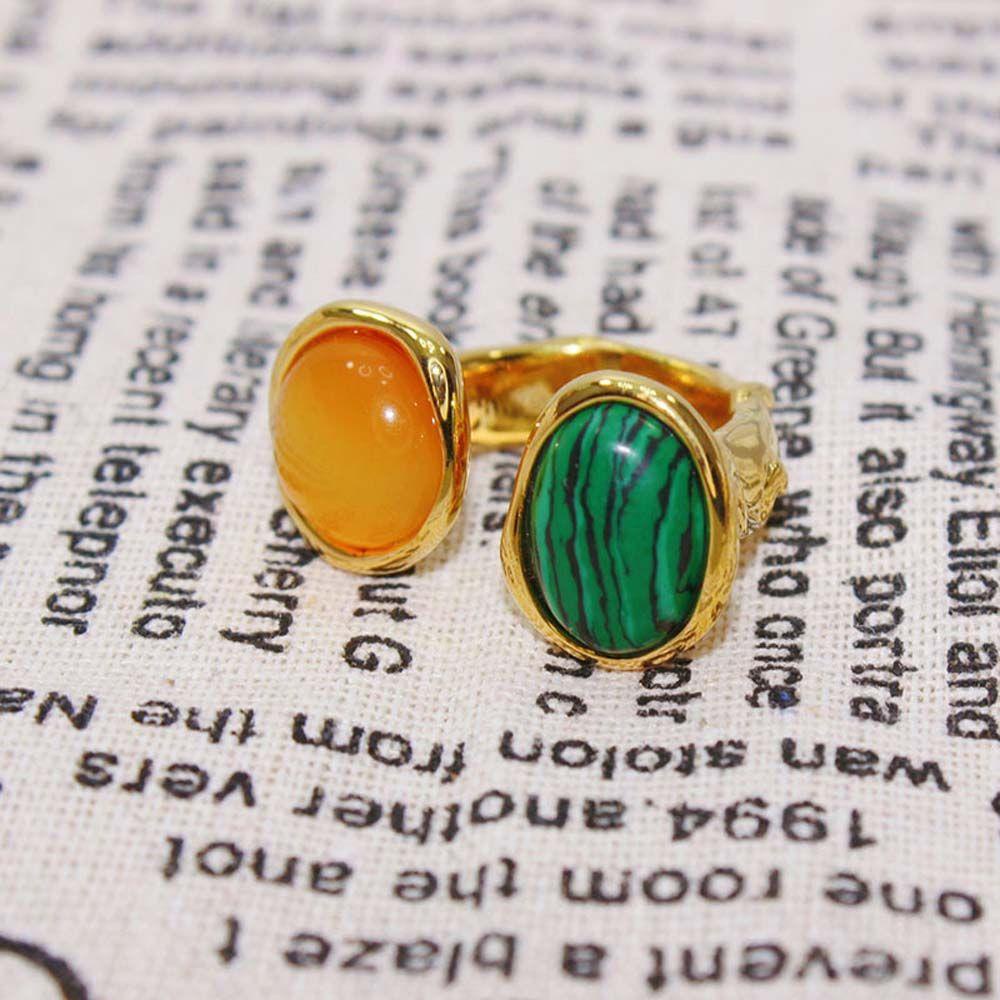 Nhẫn HợP Kim ĐíNh Đá Malachite Đơn GiảN ThờI Trang Cho Nữ