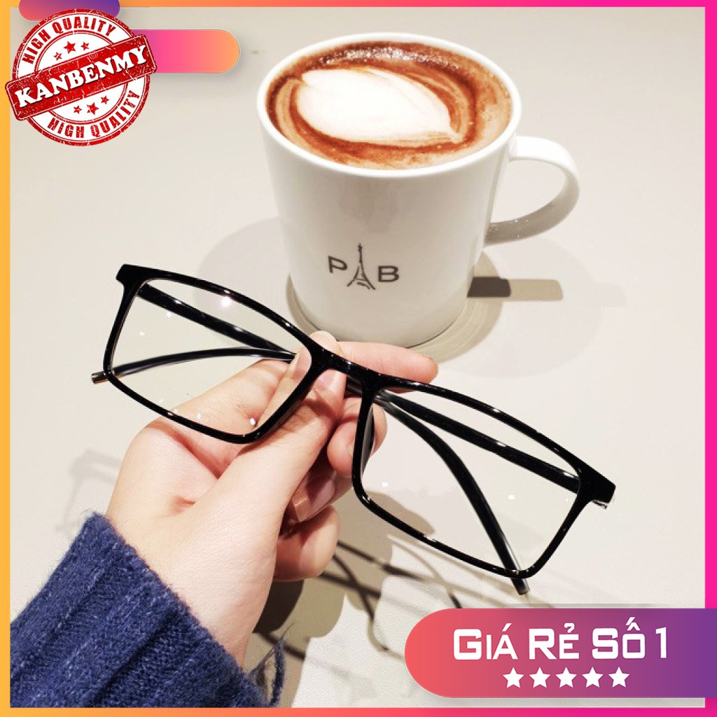 Mắt kính thời trang giả cận nữ nam - Gọng kính mắt vuông dẻo Hàn Quốc - AH154