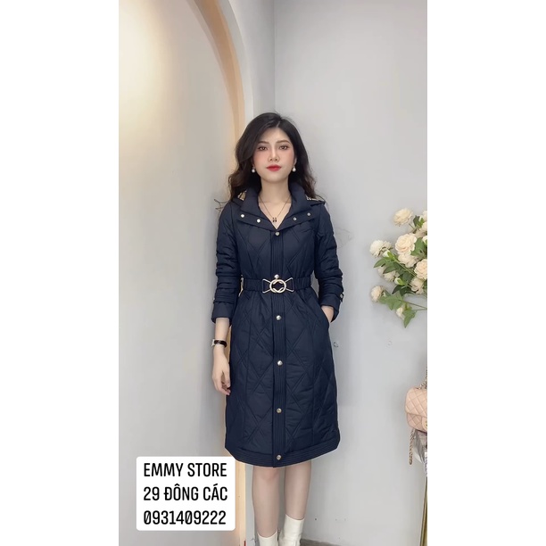Áo khoác phao nữ dáng dài cao cấp Hàn Quốc EMMYSTORE có mũ