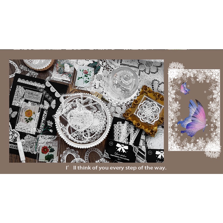 KIT09 Set 15 miếng ren không thấm nước Alice in wonderland trang trí sổ tay