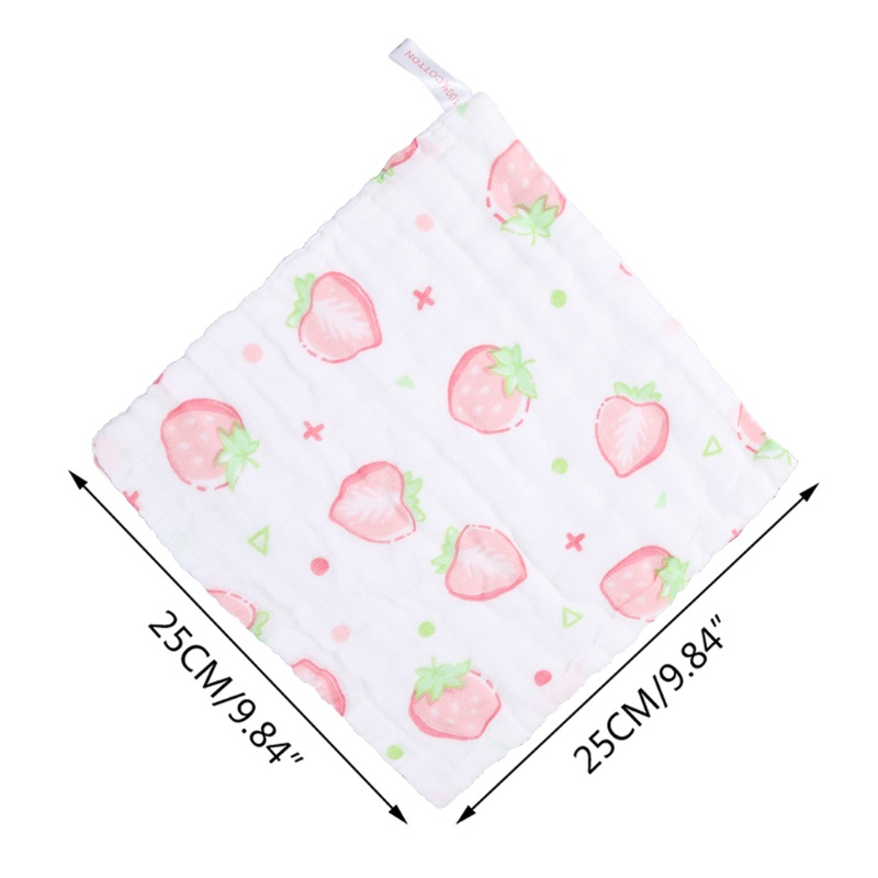 Bộ 5 Khăn Lau Mặt 6 Lớp Chất Liệu Cotton Muslin In Họa Tiết Trái Cây / Động Vật Hoạt Hình Cho Bé
