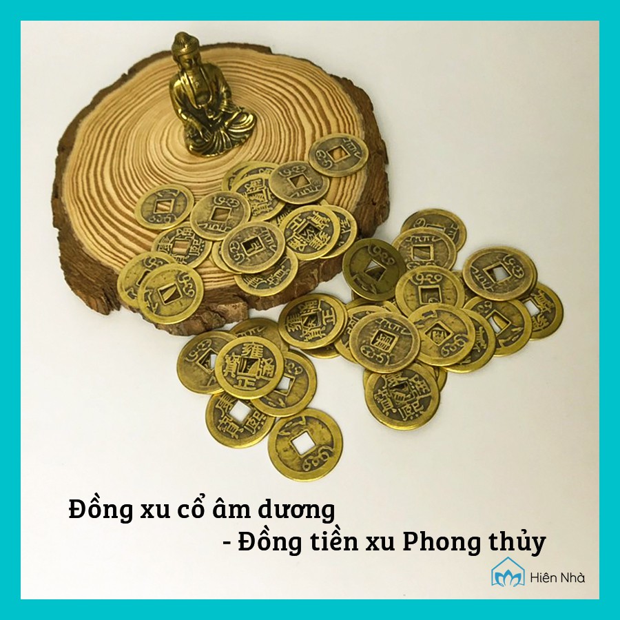 Đồng xu cổ âm dương chiêu tài - Đồng tiền xu Phong thủy may mắn- Hiên Nhà