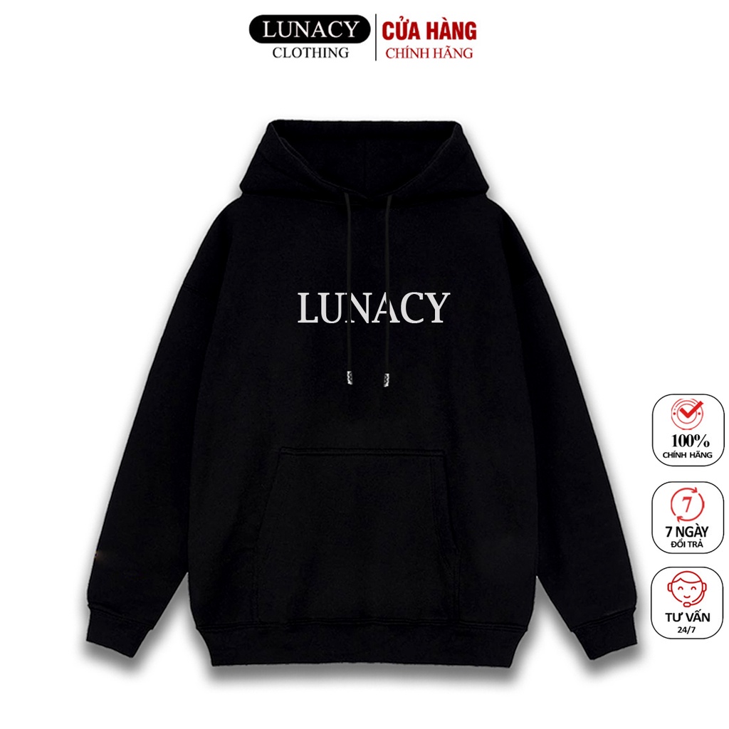 Áo Khoác Hoodie Nỉ Có Mũ Form Rộng LUNACY In Phản Quang Unisex Nam Nữ Ulzzang