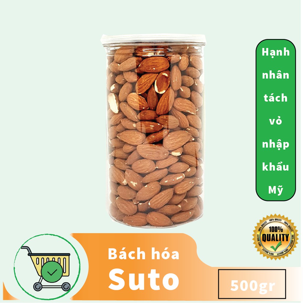 Hạnh nhân Almonds tách vỏ hàng Mỹ ( Hộp 500gr) Sutoshop