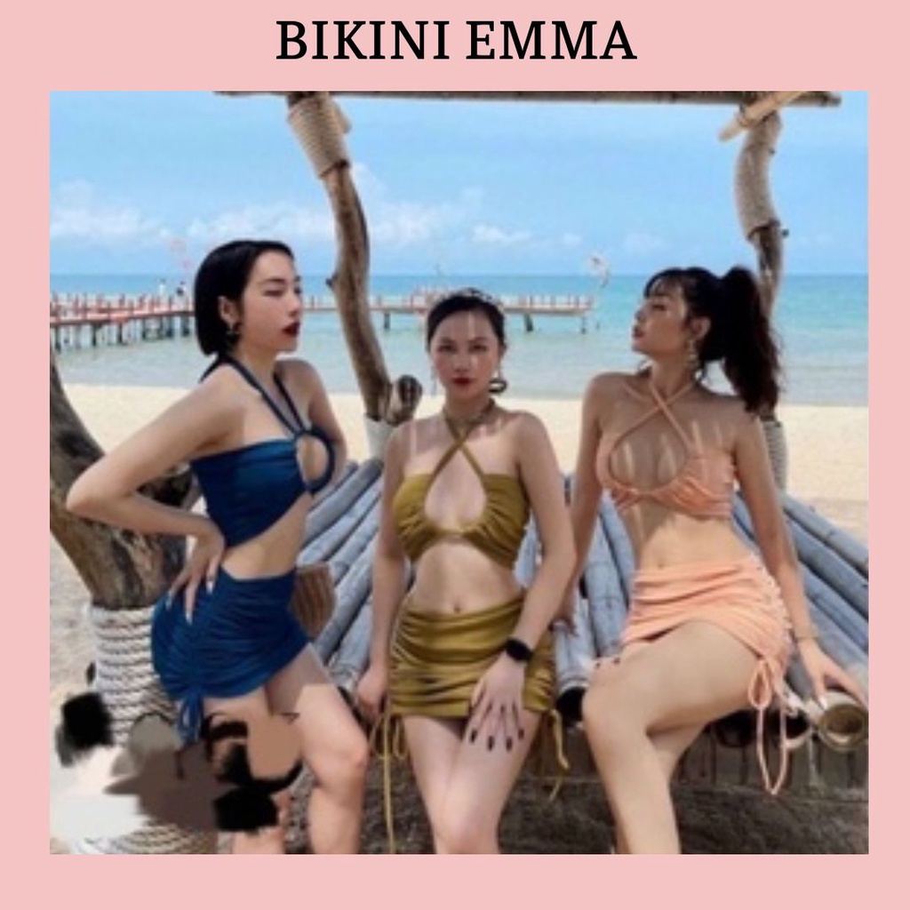 Set Bikini + quần váy rút dây sang chảnh