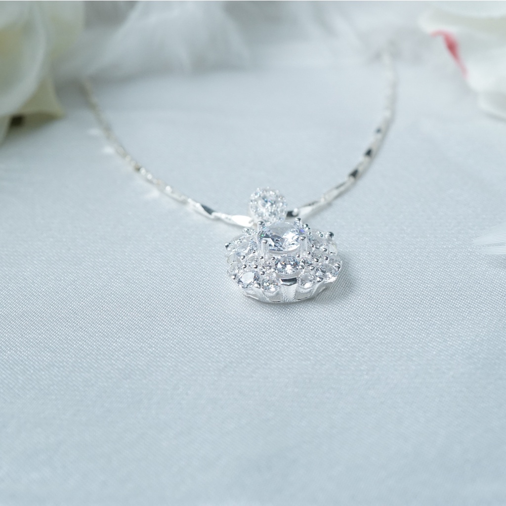 QMJ Dây chuyền Lovely bạc 925 cao cấp, đính đá sáng lấp lánh Q530