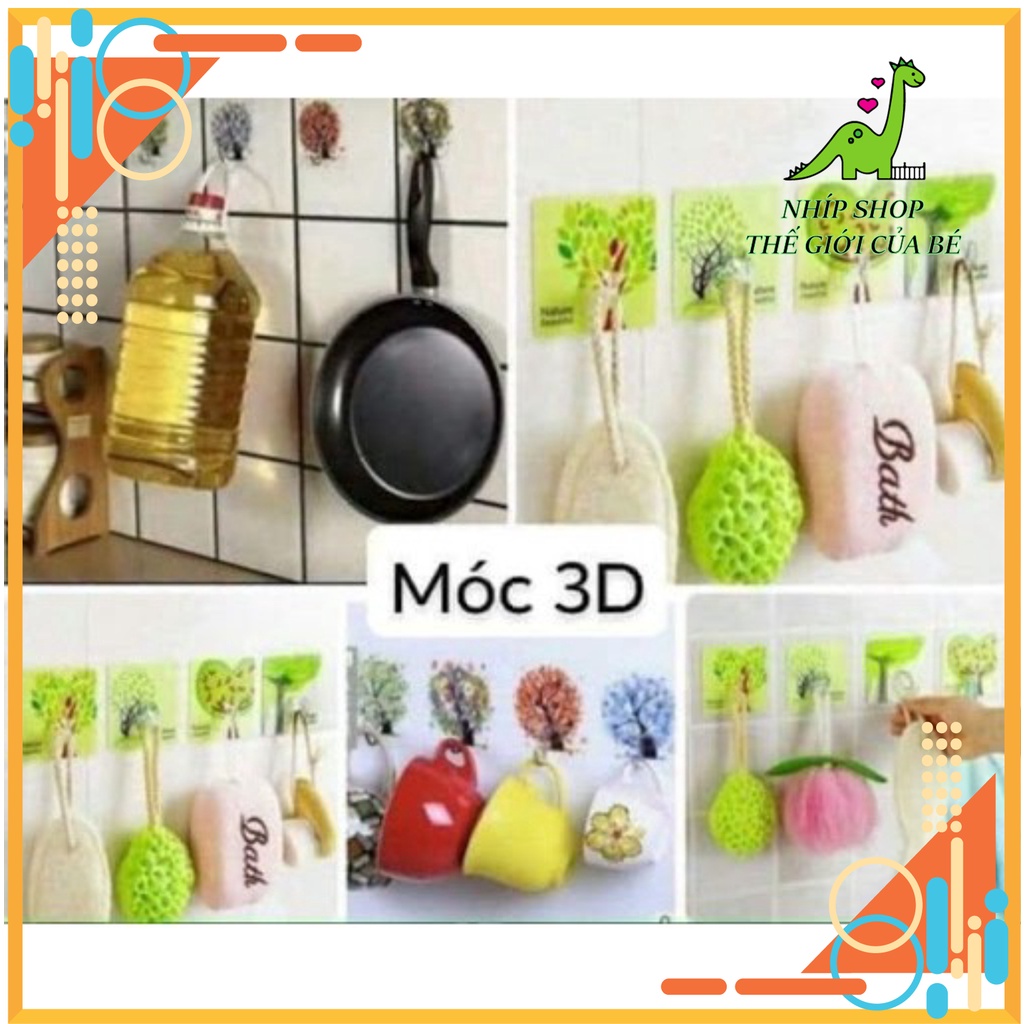 móc dán tường 3D treo đồ chịu lực (màu ngẫu nhiên)