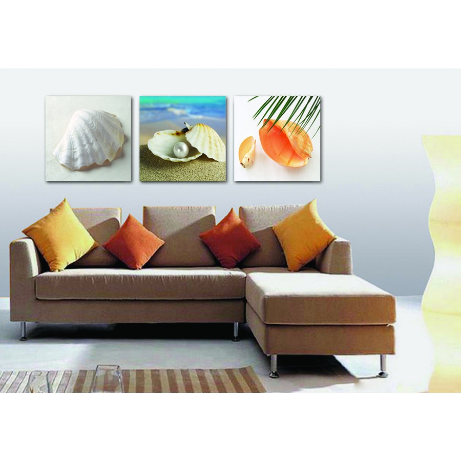 Bộ 3 Tranh biển xanh  Canvas giá xưởng - Tranh treo tường giá xưởng - Tặng kèm đinh đa năng không cần khoan tường