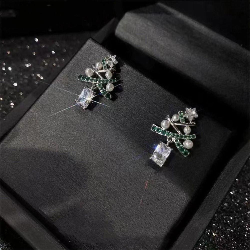 Khuyên Tai Dáng Dài Hình Cây Thông Giáng Sinh Đơn Giản Phong Cách Hàn Quốc Cho Nữ