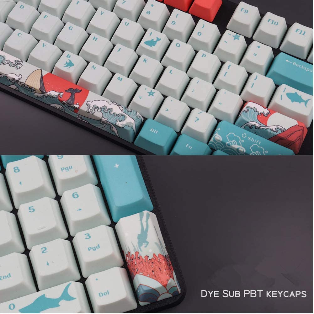 Bàn phím cơ Coral Sea Keycaps, 104/87/65/61 Keycaps OEM PBT Keycaps GK61 Cherry MX Switch Bàn phím cơ chuyên dụng Keycaps PBT Dye Sublimation Keycaps