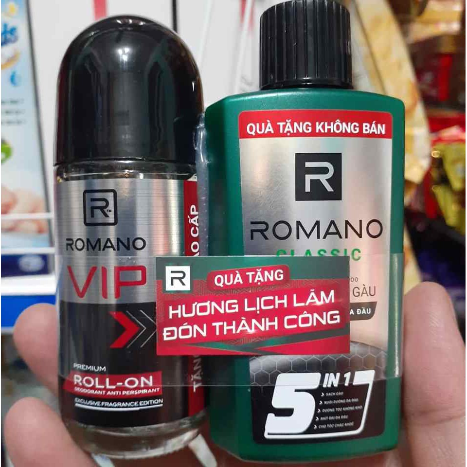Lăn Khử Mùi ROMANO VIP 50ml Tặng Dầu Gội