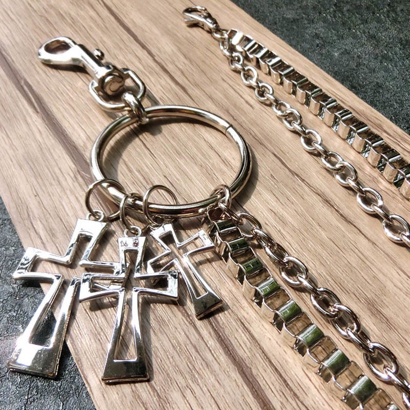 Dây Xích Kim Loại Mặt Chữ Thập Trang Trí Quần Phong Cách Hiphop