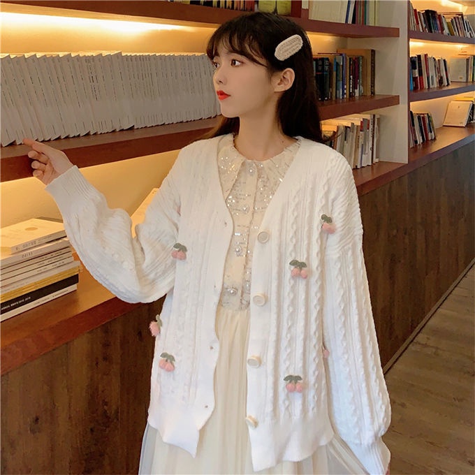 Áo Khoác Cardigan Dệt Kim Cổ Chữ V Thời Trang Mùa Thu Cho Nữ