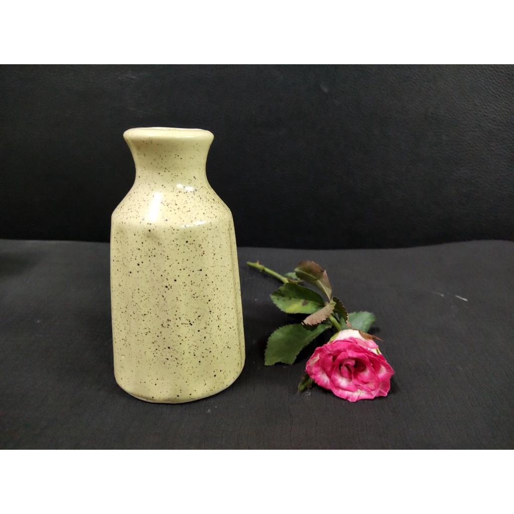 Lọ hoa, Bình hoa mini gốm sứ Bát Tràng men màu vàngtrang trí nhà cửa cực xinh