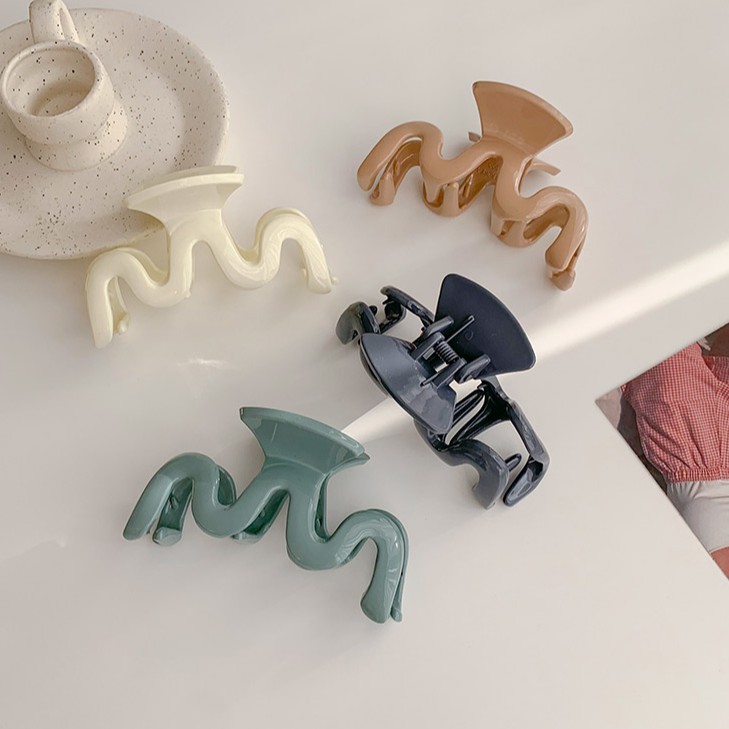 Kẹp tóc thời trang bằng acrylic kiểu chữ M gợn sóng phong cách Hàn Quốc cổ điển cho nữ