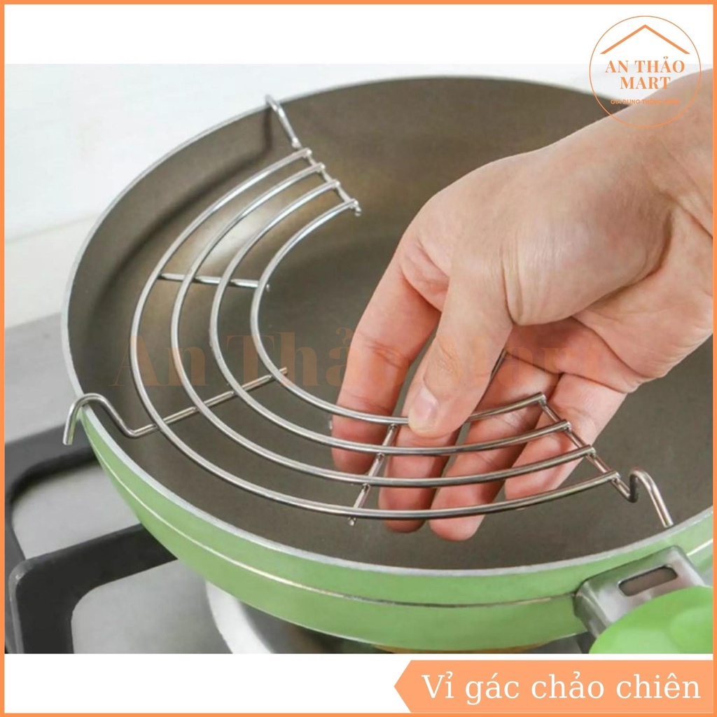 Vỉ Gác Chảo Chiên Đồ Ăn Bằng Inox Thông Minh