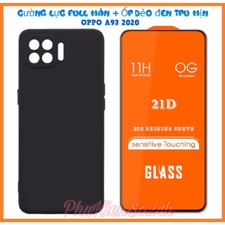 Combo Cường Lực OPPO A93 2020 21D Full Màn hình + Ốp dẻo đen chống bám bẩn có gờ bảo vệ Camera - phukienso24h
