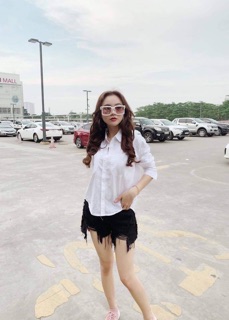 Áo sơ mi trắng cổ đức 2 túi