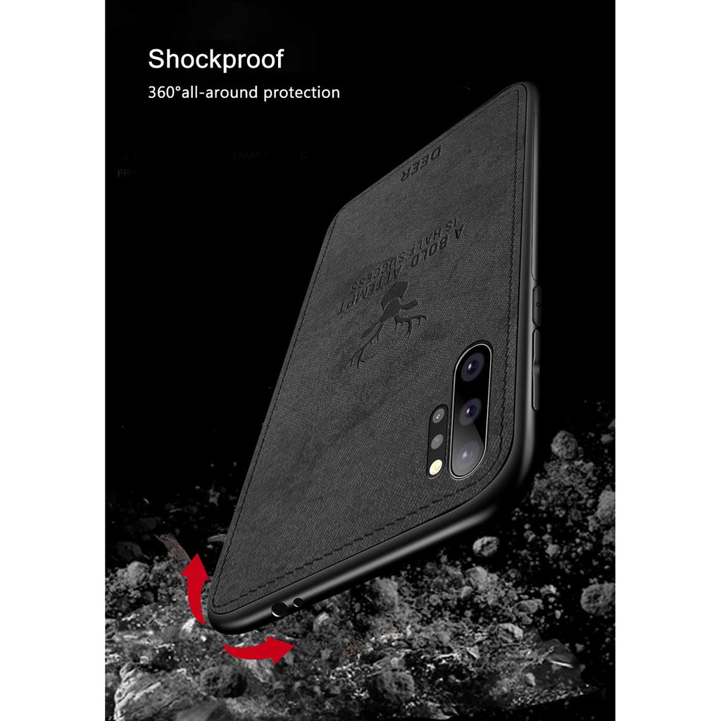 Ốp điện thoại TPU kiểu da mềm họa tiết nai Samsung galaxy Note 10 Pro Plus Note10 10plus