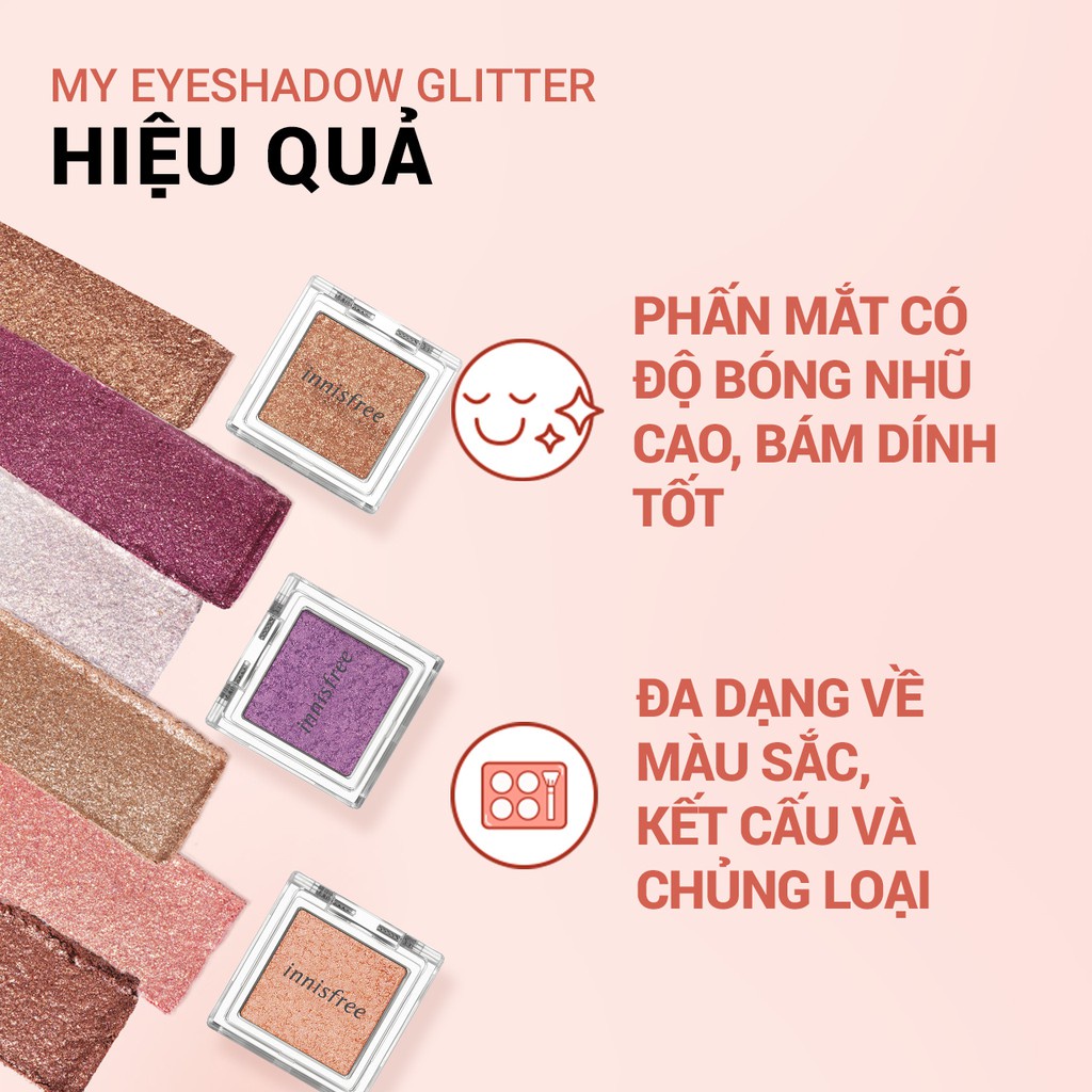 [Mã COSIF05 giảm 10% đơn 400K] Phấn mắt dạng nhũ Innisfree My Eyeshadow Glitter 2g (màu 15-40)