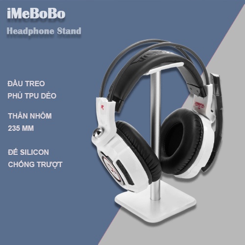Giá treo tai nghe đế vuông chống trượt GTN02 chiều cao 235mm đầu tpu chống xước  tháo lắp tiện dụng có hộp đi kèm